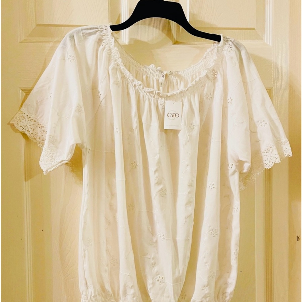 White Lacy Pattern Blouse